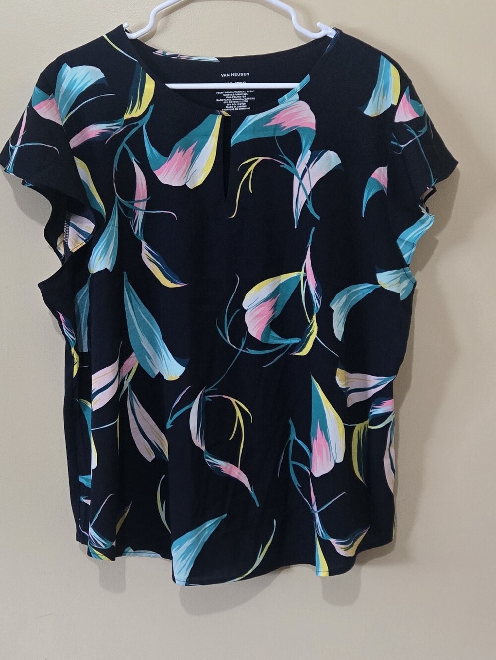 Van Heusen Navy Blue Patterned Short Sleeve Top